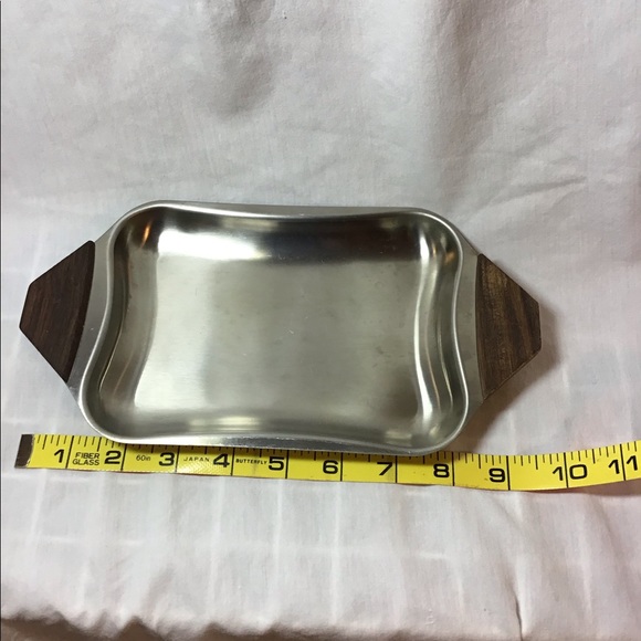 Stainless Steel Serving Condiment Tray Dish Wood - Picture 5 of 6
